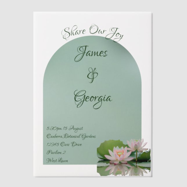 Minimalistische Rosa- und Grünlotus-Hochzeit (Vorderseite)