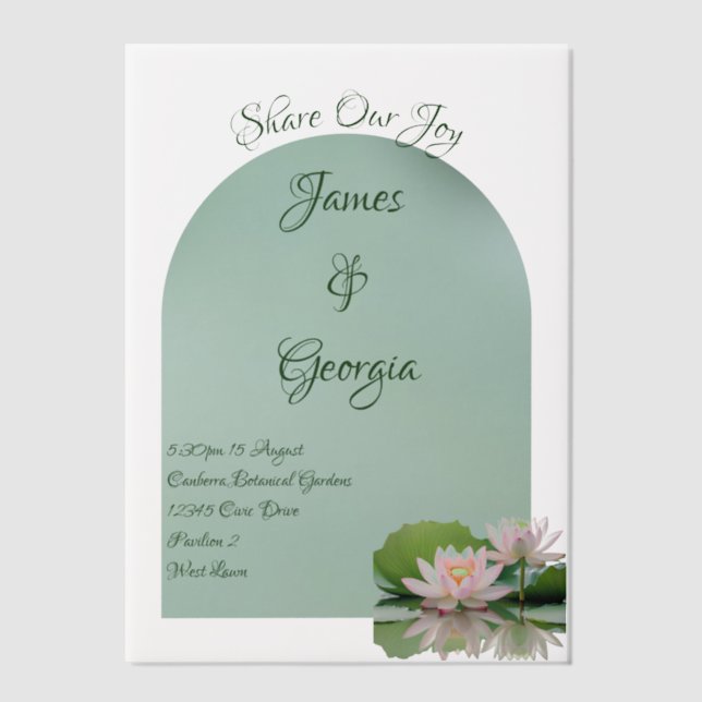 Minimalistische Rosa- und Grünlotus-Hochzeit (Vorderseite)