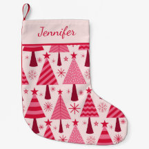 Minimalistische rosa und rote Weihnachtsbäume indi