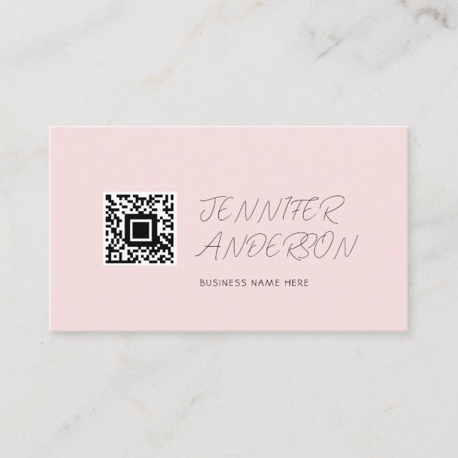Minimalistische Rosa und Weiß-Logo Modern Visitenkarte (Vorderseite)