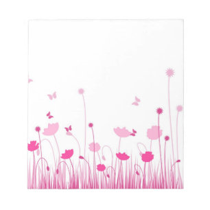 Minimalistische Rosa- und Weißblüten Notizblock