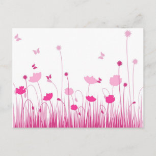 Minimalistische Rosa- und Weißblüten Postkarte