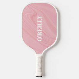 Minimalistische rosa und weiße, moderne Monogramme Pickleball Schläger
