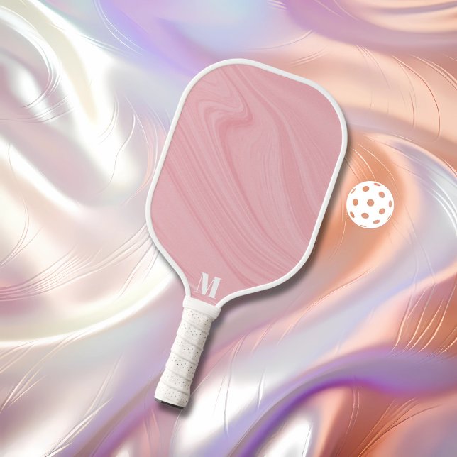 Minimalistische rosa und weiße, moderne Monogramme Pickleball Schläger (Von Creator hochgeladen)