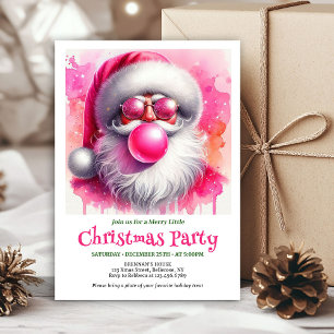 Minimalistische rosa Weihnachtsmann-Bubble-Gum-Wei Einladung