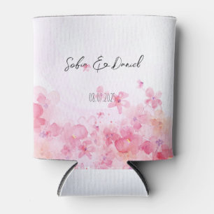 Minimalistische rosa Wildblumen-Hochzeit weiß Dosenkühler