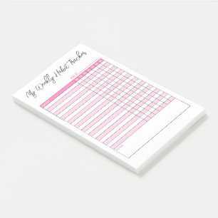 Minimalistische rosa wöchentliche Gewohnheits-Trac Post-it Klebezettel
