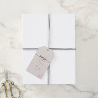 Minimalistische rosafarbene Blumen-Hochzeits-Danke Geschenkanhänger