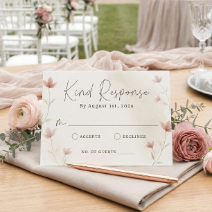 Minimalistische rosafarbene Blütengestecke Elegant RSVP Karte