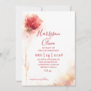 minimalistische rosafarbene Tulpen florale elegant Einladung