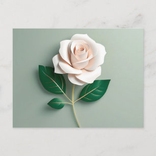 Minimalistische Rose auf Grün Postkarte