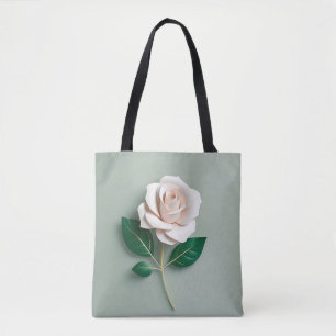 Minimalistische Rose auf Grün Tasche
