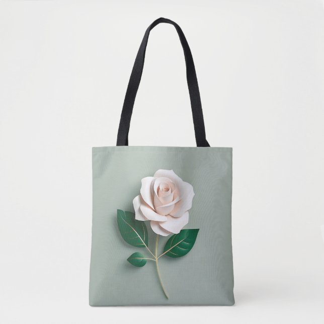 Minimalistische Rose auf Grün Tasche (Vorderseite)
