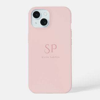 Minimalistische Rose Custom Monogram iPhone 15 Hülle