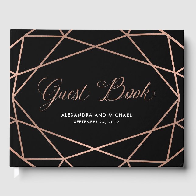 Minimalistische Rose für moderne geometrische Imit Gästebuch (Vorderseite)