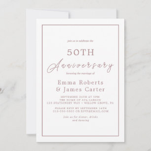 Minimalistische Rose Gold 50. Hochzeitstag Einladung