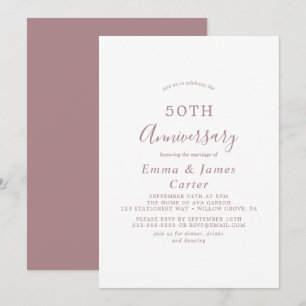Minimalistische Rose Gold 50. Hochzeitstag Einladung