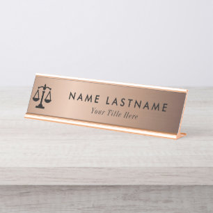 Minimalistische Rose Gold Anwaltsbüro Namensschild