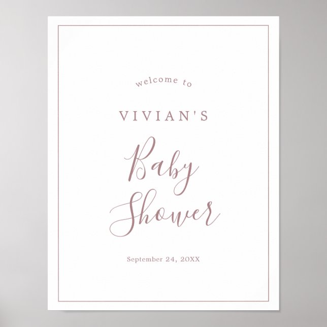 Minimalistische Rose Gold Baby Dusche Willkommensp Poster (Vorne)