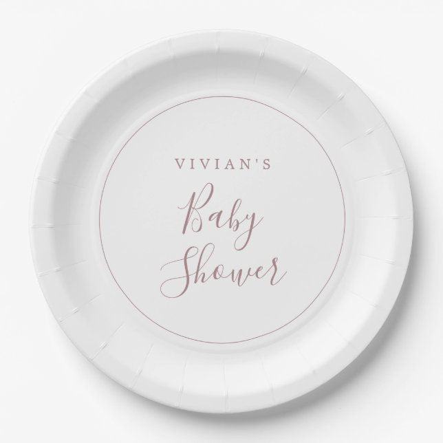 Minimalistische Rose Gold Baby Duschpapierplatte Pappteller (Vorderseite)