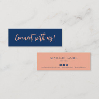 Minimalistische Rose Gold Blue Kontakt mit uns Ein Mini Visitenkarte