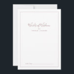 Minimalistische Rose Gold Brautparty Worte der Wei Hinweiskarte<br><div class="desc">Diese minimalistische Rose Gold Brautparty Worte der Weisheitsratenkarte ist perfekt für einen einfachen Polterabend und kann für jede Veranstaltung verwendet werden. Das moderne romantische Design besticht durch klassische Rose-Gold- und Weißtypografie gepaart mit einer rustikalen und eleganten Kalligraphie mit Vintagem handgeschriebenem Stil. Anpassbar in jeder Farbe. Behalt das Design einfach und...</div>