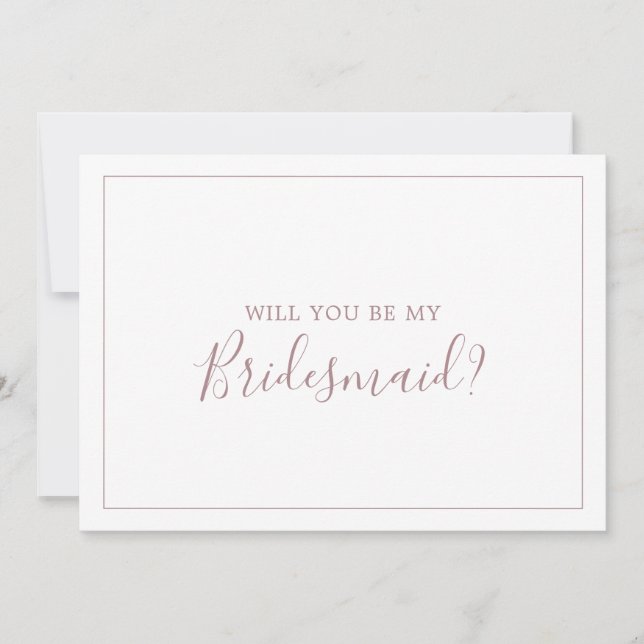 Minimalistische Rose Gold Bridesmaid - Vorschlagsk Einladung (Vorderseite)