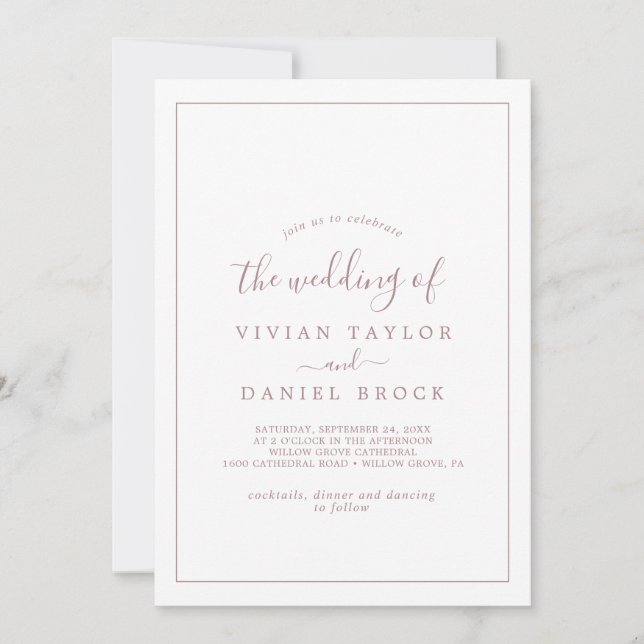 Minimalistische Rose Gold die Hochzeit der Einladu Einladung (Vorderseite)