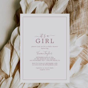 Minimalistische Rose Gold Es ist eine Girl Baby Du Einladung