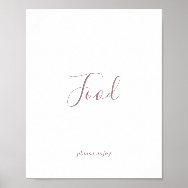 Minimalistische Rose Gold Food Table Sign Poster (Vorne)