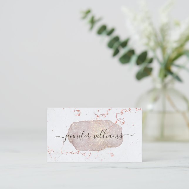 Minimalistische Rose Gold Glitzer Makeup Artist Mo Visitenkarte (Stehend Vorderseite)