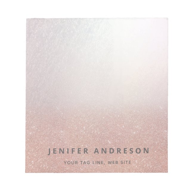 Minimalistische Rose Gold Glitzer ombre einfache T Notizblock (Vorderseite)