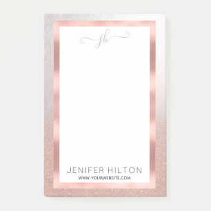 Minimalistische Rose Gold Glitzer ombre monogramm Post-it Klebezettel