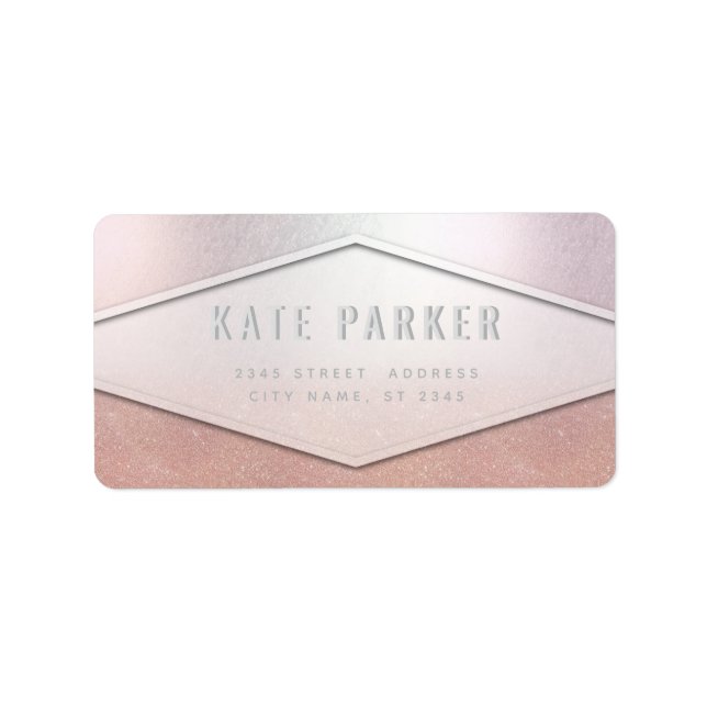 Minimalistische Rose Gold Glitzer ombre schlicht Adressaufkleber (Vorne)