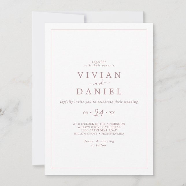 Minimalistische Rose Gold Lässige Hochzeitseinladu Einladung (Vorderseite)