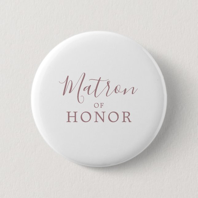 Minimalistische Rose Gold Matron of Ehre Brautpart Button (Vorderseite)