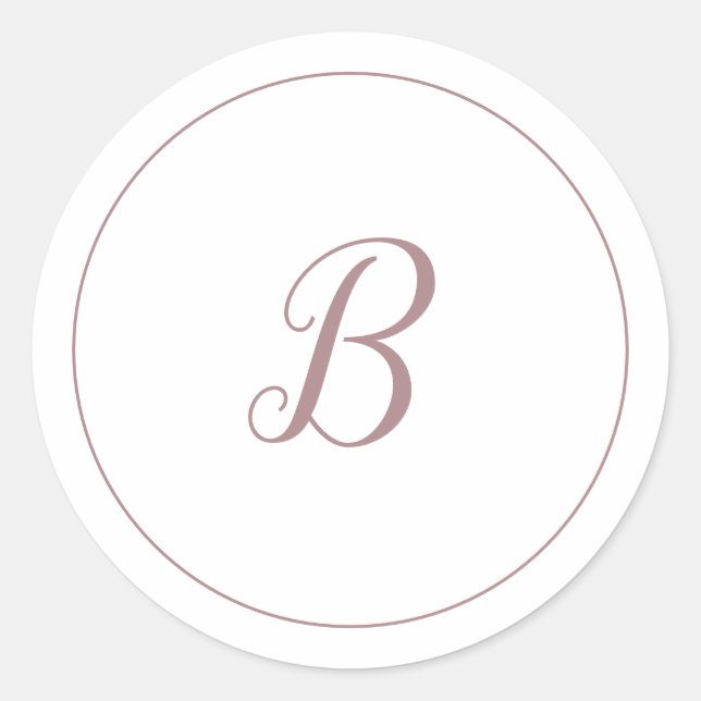 Minimalistische Rose Gold Monogram Umschlag Aufkle Runder Aufkleber (Vorderseite)