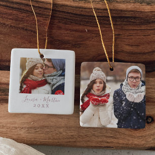 Minimalistische Rose Gold Paare Keepake Foto Keramikornament