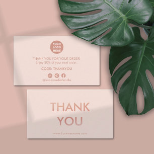 Minimalistische Rose Gold Pink Vielen Dank Visitenkarte