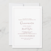 Minimalistische Rose Gold Quinceañera Einladung