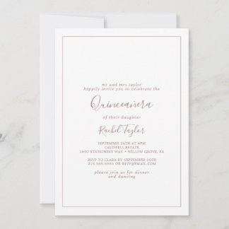 Minimalistische Rose Gold Quinceañera Einladung