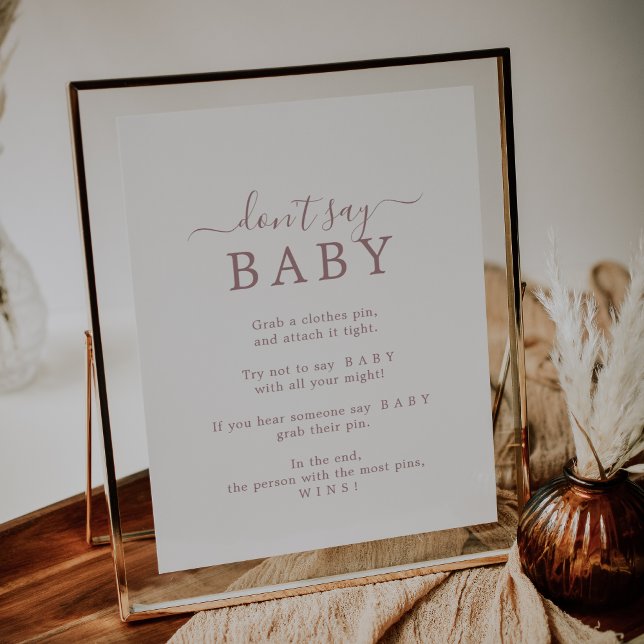 Minimalistische Rose Gold Say Baby Game Sign Poster (Von Creator hochgeladen)