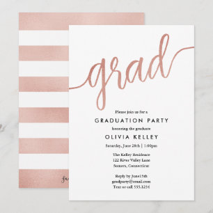Minimalistische Rose Gold Script Graduation Party Einladung