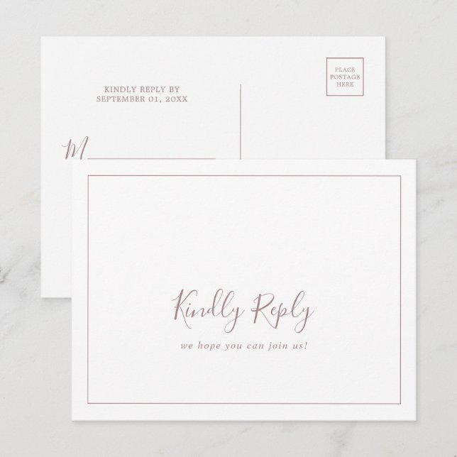 Minimalistische Rose Gold Song Anfrage UAWG Postka Einladungspostkarte (Vorne/Hinten)