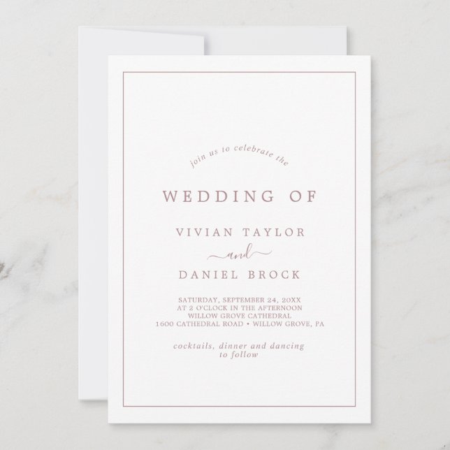Minimalistische Rose Gold Typografie Das Hochsetze Einladung (Vorderseite)