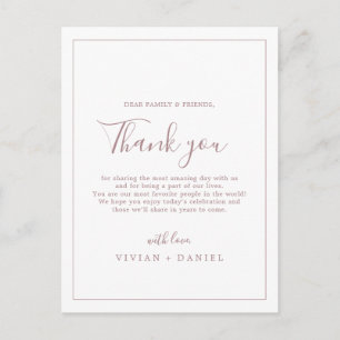 Minimalistische Rose Gold Vielen Dank Empfang-Kart Postkarte