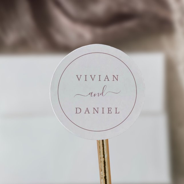 Minimalistische Rose Gold Wedding Umschlag Aufkleb Runder Aufkleber (Von Creator hochgeladen)