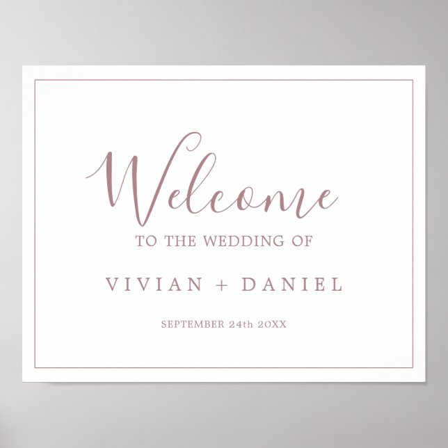 Minimalistische Rose Gold Wedding Welcome Poster (Vorne)