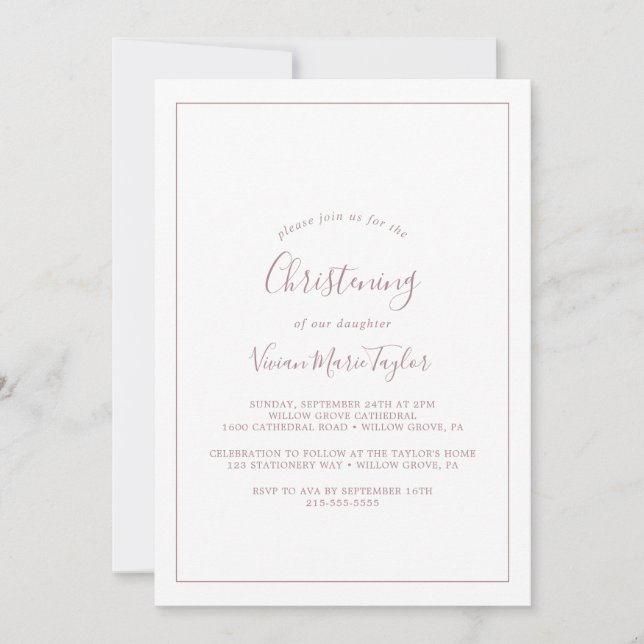 Minimalistische Rose Gold Weihnachten Einladung (Vorderseite)