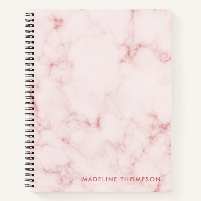 Minimalistische Rose Goldene Rosa Marmorspirale Notizbuch (Vorderseite)